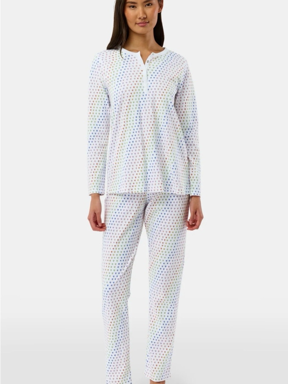Roller Rabbit Disco Hearts Pajama Set with Rainbow Heart Print